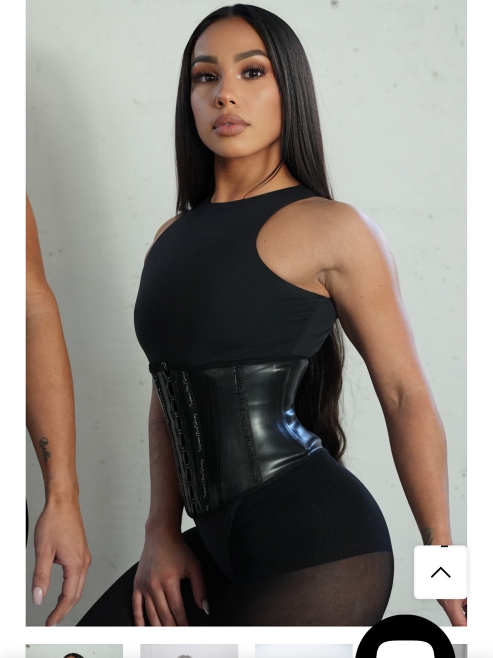 High-Waist Black Latex Waist Trainer Corset - Shapewear